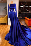 Blue gorgeous shiny long slit elegant floor-length ball gown evening dress party dress HZ1023