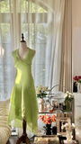 Light Green Shiny Fashion Elegant Exquisite Beading Long Chiffon Fairy Ball Gown Evening Dress Birthday/Wedding Guest/Holiday Party Dress Prom Dress Valentine's Day Date Dress HZ1023