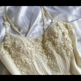 Ivory Luxury Gorgeous Fashion Exquisite flowers Beading Long Chiffon Elegant Ball Gown Evening Dress Party Dress HZ1023