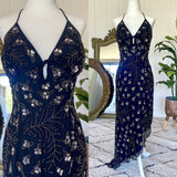 Black gorgeous vintage shiny exquisite beaded gemstone spaghetti straps long elegant tulle ball gown evening dress party dress HZ1023