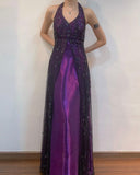 Purple Elegant Fashion Exquisite Strap Long Tulle Ball Gown Evening Dress Party Dress Prom Dress HZ1023