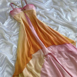 Pink Orange Elegant Fantasy Long Chiffon Ball Gown Evening Dress Party Dress Fairy Tale Dress HZ1023