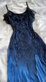 Navy Blue Gorgeous Exquisite Fashion Beaded Charming Long Tulle Elegant Ball Gown Evening Dress Party Dress HZ1023
