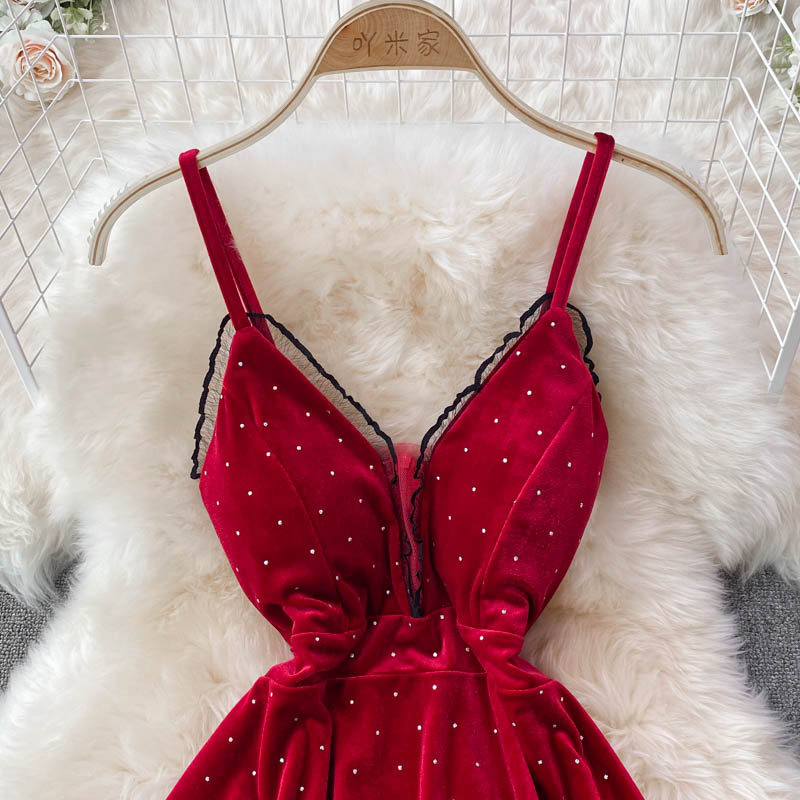 Sexy V Neck Short A Line Dress Fashion Dress HZ1023