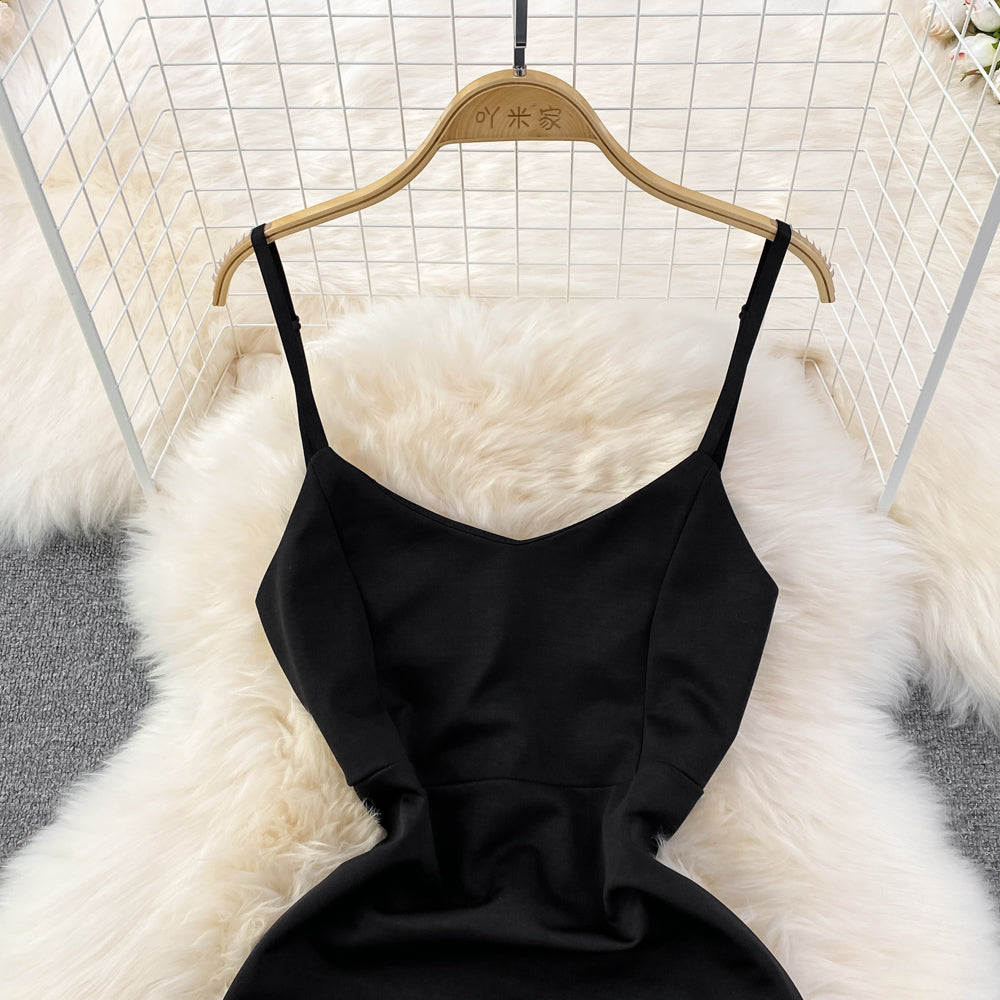 Sleeveless diamond studded tassel irregular Hip Wrap short dress HZ1023