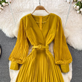 Elegant V Neck Long Sleeve Dress A Line Fashion Dress HZ1023