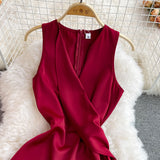 Red V Neck Short Dress Fashion Dress HZ1023