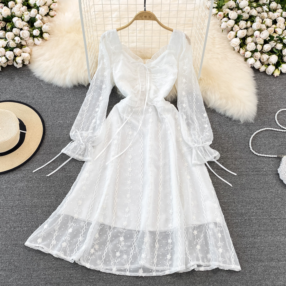 A-line lace dress fairy's first love Platycodon skirt HZ1023