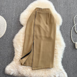 Versatile high waist slim wrap hip skirt medium length split one-step skirt HZ1023