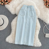 New style split mid length high waist A-shaped slim wrap hip skirt HZ1023