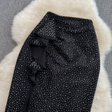 High waist slim diamond ruffled irregular A-line skirt HZ1023