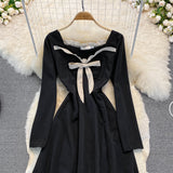 Black A Line Long Sleeve Dress A Line Fashion Dress HZ1023
