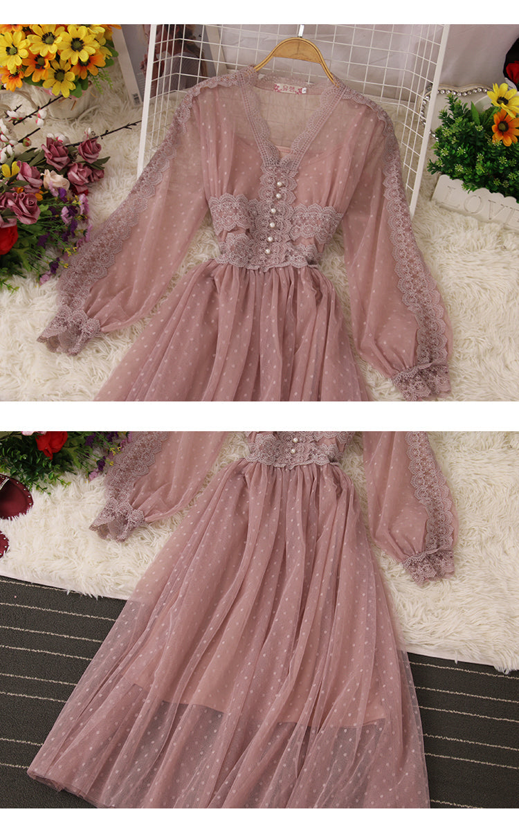 Cute Lace Long Sleeve Dress Fashion Dress HZ1023