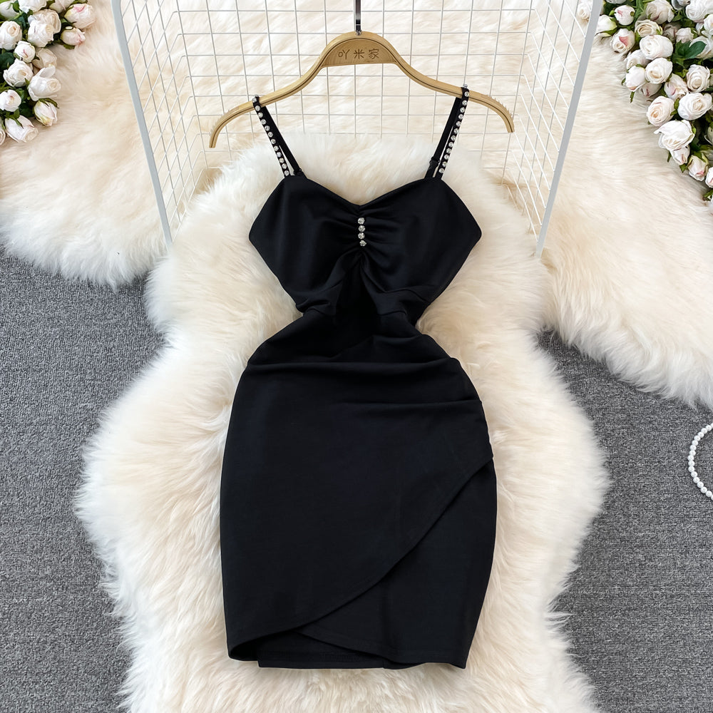 Slim slim sleeveless small short Hip Wrap vest skirt HZ1023