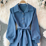 Sweet Long-Sleeved Corduroy Dress A Line Fashion Dress HZ1023