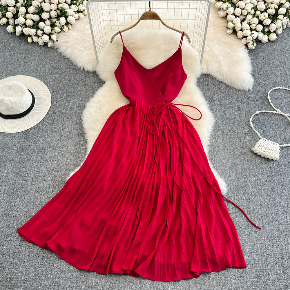 Edge fake style beach skirt sexy backless large Pleated Dress HZ1023