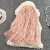 Elastic waist super fairy irregular nail bead mesh skirt HZ1023