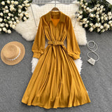 Simple V Neck Long Sleeve Dress A Line Fashion Dress HZ1023