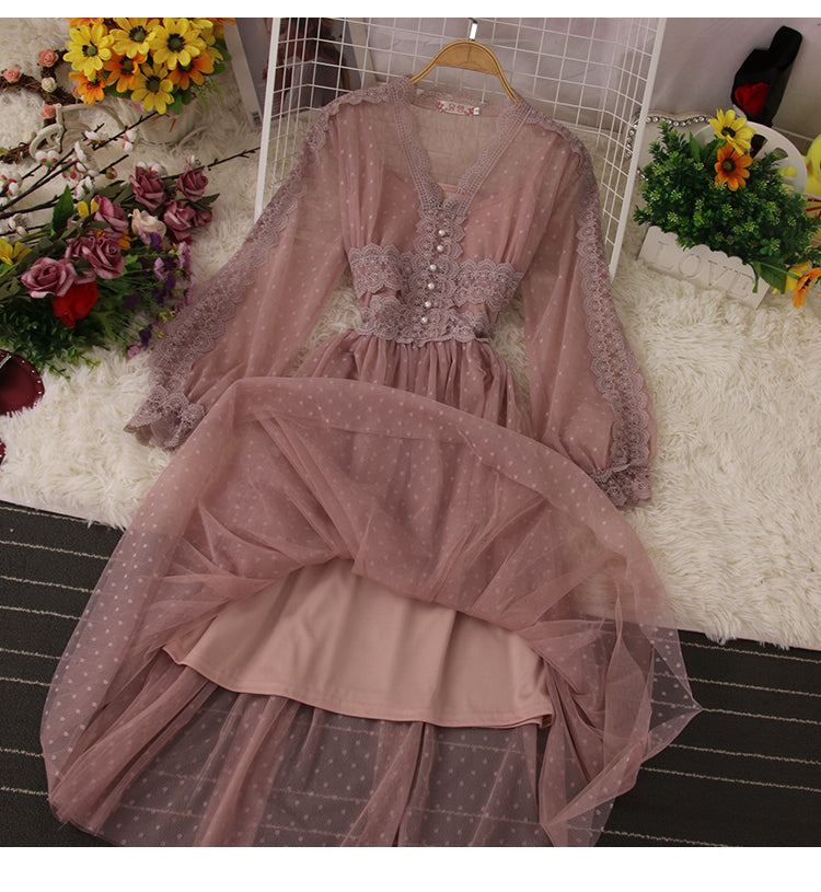 Cute Lace Long Sleeve Dress Fashion Dress HZ1023