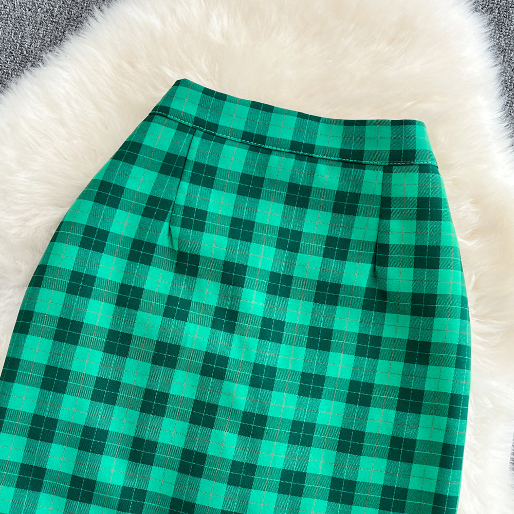 Age reducing college style leisure plaid skirt A-line skirt Hip Wrap Skirt HZ1023