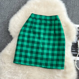 Age reducing college style leisure plaid skirt A-line skirt Hip Wrap Skirt HZ1023