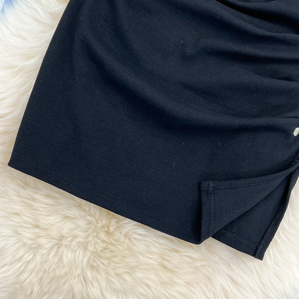 Versatile split hip short skirt women's sexy slim A-line skirt HZ1023