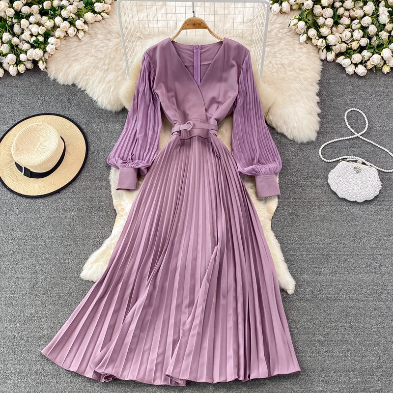 Elegant V Neck Long Sleeve Dress A Line Fashion Dress HZ1023