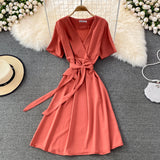 Simple V Neck Short Dress Fashion Dress HZ1023