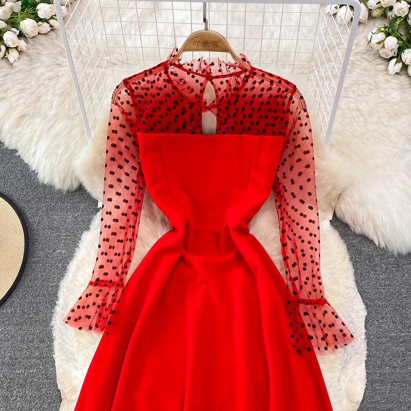 Elegant A Line Long Sleeve Dress See Through Dress HZ1023