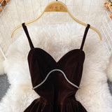 Cute V Neck Velvet Short Dress Fashion Dress HZ1023