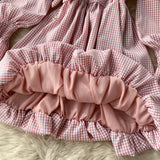 Cute Plaid Long Sleeve Dress Fashion Dress HZ1023