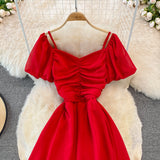Cute A Line V Neck Short Dress Fashion Dress HZ1023