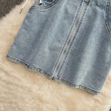 New strap zipper high waist denim skirt HZ1023