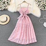 High waist slim A-line lace dress HZ1023