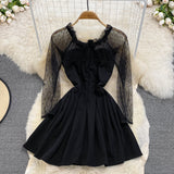 Black A Line Long Sleeve Short Dress Fashion Dress HZ1023