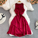 Red V Neck Short Dress Fashion Dress HZ1023