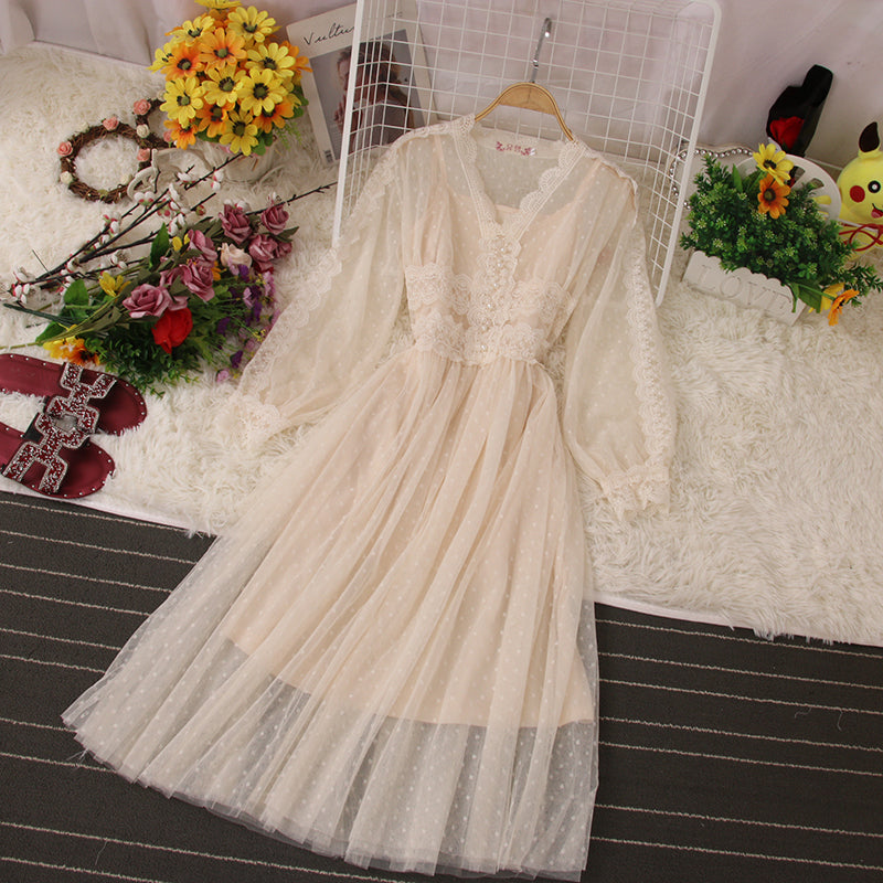 Cute Lace Long Sleeve Dress Fashion Dress HZ1023