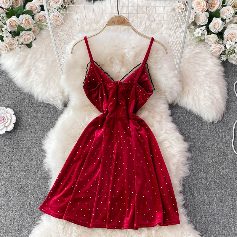 Sexy V Neck Short A Line Dress Fashion Dress HZ1023