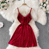 Sexy V Neck Short A Line Dress Fashion Dress HZ1023