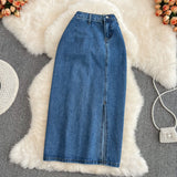 New style split mid length high waist A-shaped slim wrap hip skirt HZ1023