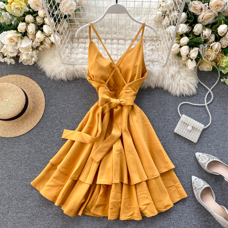 Cute V Neck Short Dress A Line Fashion Dresses HZ1023