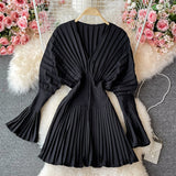 Unique V Neck Long Sleeve Dress Fashion Dress HZ1023