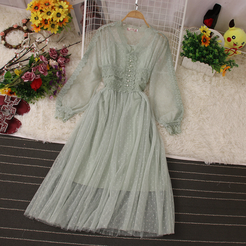 Cute Lace Long Sleeve Dress Fashion Dress HZ1023