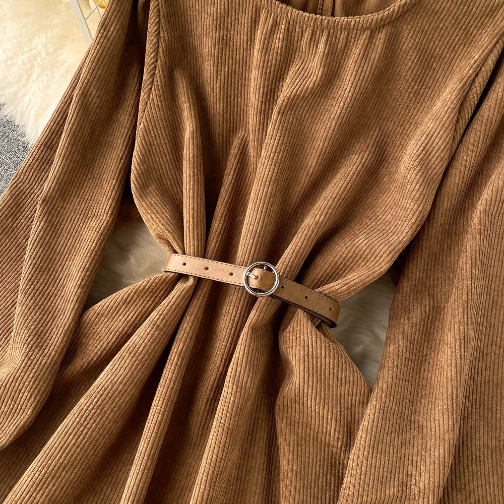 Simple Corduroy Long Sleeve Dress Fashion Dress HZ1023