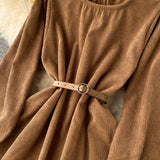 Simple Corduroy Long Sleeve Dress Fashion Dress HZ1023