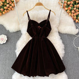 Cute V Neck Velvet Short Dress Fashion Dress HZ1023