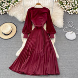 Elegant V Neck Long Sleeve Dress A Line Fashion Dress HZ1023