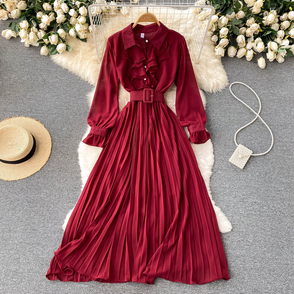 Elegant Chiffon Long Sleeve Dress Fashion Dress HZ1023