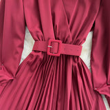 Simple V Neck Long Sleeve Dress A Line Fashion Dress HZ1023
