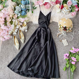 Elegant V Neck Satin A Line Dress Fashion Dress HZ1023